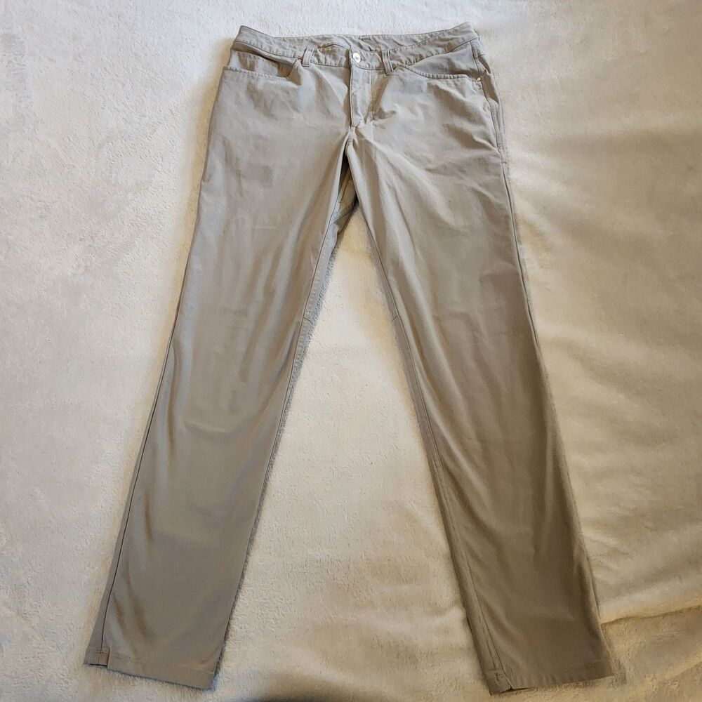 Lululemon ABC Pant Slim Warpstreme Beige Size 33 (Hemmed to 31") VGUC